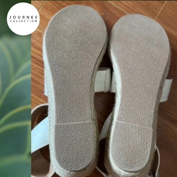 NEW JOURNEE COLLECTION White Norra Espadrille Wedge Sandals, 10M - Picture 7 of 12